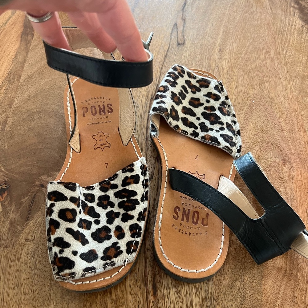 PONS Menorca Leopard Print Avarcas Sandals | EU 37 (US 7 )